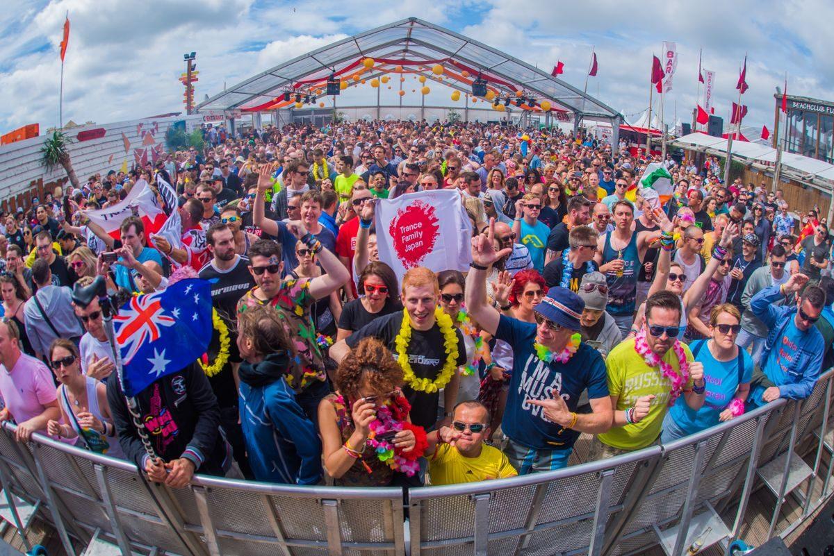 Summer music festival crowd at Bloemendaal aan Zee, Netherlands.